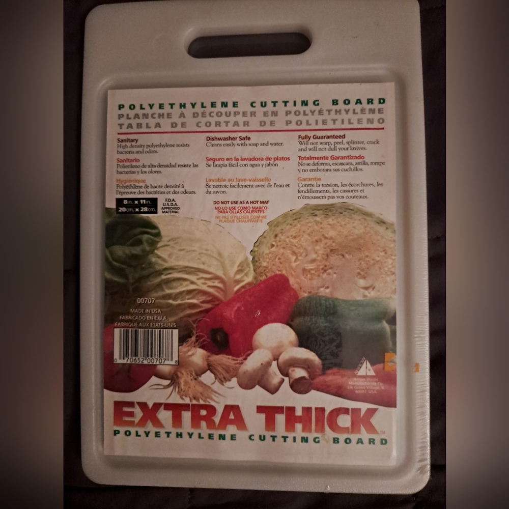 NEW Extra Thick Food Cutting Board, White, 11" Height